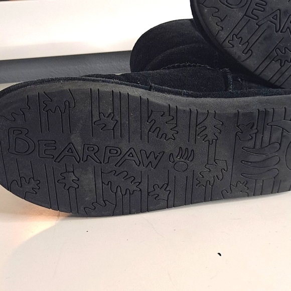 BearPaw Black Suede Slip On Boots with Sheep Skin Lining - Picture 7 of 11